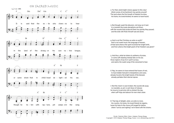 Hymn score of: It is said that the exile who chances to hear - On Sacred Music (Charlotte Elliott/Johannes Thomas Rüegg)