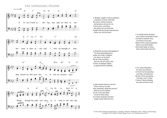 Hymn score of: O Jesus, Friend unfailing - The unfailing Friend (Samuel Christian Gottfried Küster/Hannah K. Burlingham/Johannes Thomas Rüegg)