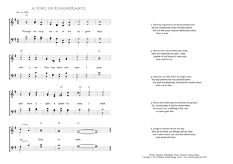 Hymn score of: Through the long vista of the bygone days - A Song of Remembrance (Hannah K. Burlingham/Johannes Thomas Rüegg)
