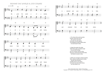 Hymn score of: Beyond the world a city stands (Thomas Kelly/Johannes Thomas Rüegg)