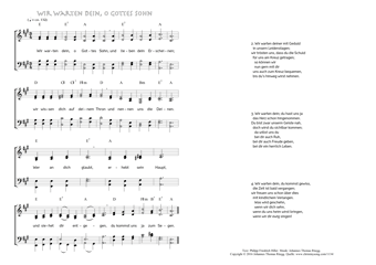 Hymn score of: Wir warten dein, o Gottes Sohn (Philipp Friedrich Hiller/Johannes Thomas Rüegg)