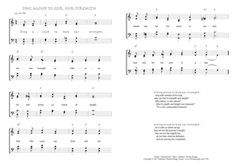 Hymn score of: Sing aloud to God, our strength (Thomas Kelly/Johannes Thomas Rüegg)