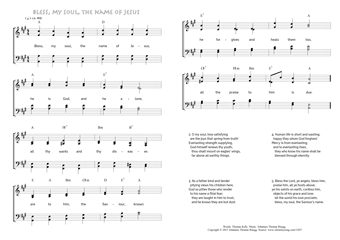 Hymn score of: Bless, my soul, the name of Jesus (Thomas Kelly/Johannes Thomas Rüegg)
