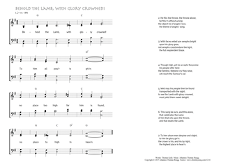 Hymn score of: Behold the Lamb, with glory crowned! (Thomas Kelly/Johannes Thomas Rüegg)