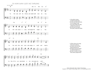 Hymn score of: To him who left his throne (Thomas Kelly/Johannes Thomas Rüegg)