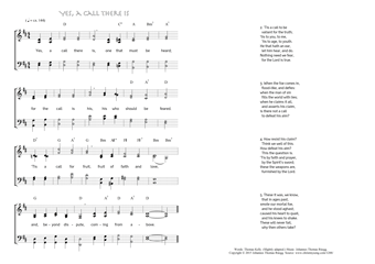 Hymn score of: Yes, a call there is (Thomas Kelly/Johannes Thomas Rüegg)