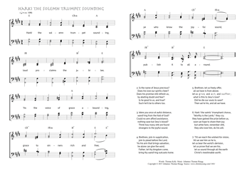 Hymn score of: Hark! the solemn trumpet sounding (Thomas Kelly/Johannes Thomas Rüegg)