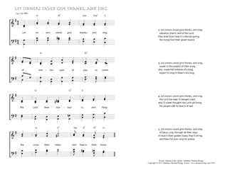 Hymn score of: Let sinners saved give thanks, and sing (Thomas Kelly/Johannes Thomas Rüegg)