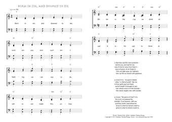 Hymn score of: Born in sin, and doomed to die (Thomas Kelly/Johannes Thomas Rüegg)