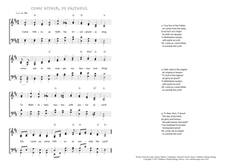 Hymn score of: Come hither, ye faithful (Edward Caswall/Johannes Thomas Rüegg)