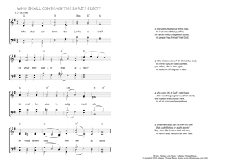 Hymn score of: Who shall condemn the Lord's elect? (Thomas Kelly/Johannes Thomas Rüegg)
