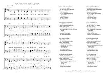 Hymn score of: Heiland aller Sünder! - Der Heiland der Sünder (Carl Johann Philipp Spitta/Johannes Thomas Rüegg)