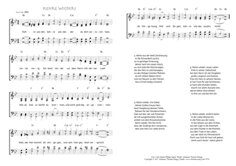Hymn score of: Kehre wieder, kehre wieder - Kehre wieder! (Carl Johann Philipp Spitta/Johannes Thomas Rüegg)