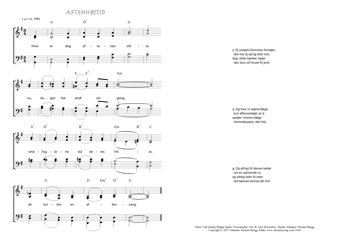 Hymn score of: Hvor er dog aftenen stille - Aftenhøjtid. (Carl Johann Philipp Spitta/Christian Benedictus Reventlow/Johannes Thomas Rüegg)