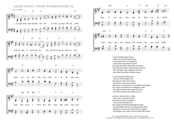 Hymn score of: Zaget nicht, wenn Dunkelheiten (Johann Wilhelm Reche/Johannes Thomas Rüegg) - page 1