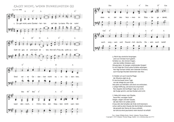 Hymn score of: Zaget nicht, wenn Dunkelheiten (Johann Wilhelm Reche/Johannes Thomas Rüegg) - page 2