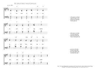 Hymn score of: O du, som os velsigner - De kristnes velsignelse (Carl Johann Philipp Spitta/Christian Benedictus Reventlow/Johannes Thomas Rüegg)
