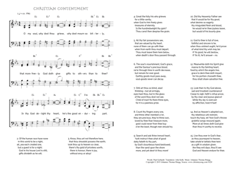 Hymn score of: O my soul, why dost thou grieve - Christian Contentment (Paul Gerhardt/John Kelly/Johannes Thomas Rüegg)