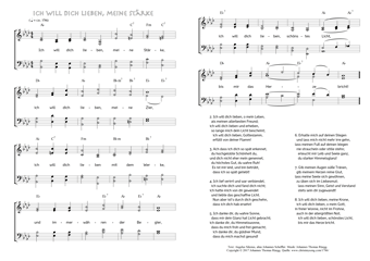 Hymn score of: Ich will dich lieben, meine Stärke (Angelus Silesius/Johannes Thomas Rüegg)