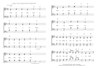 Hymn score of: Sing the Saviour's praises (Thomas Kelly/Johannes Thomas Rüegg)