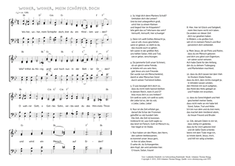 Hymn score of: Woher, woher, mein Schöpfer doch (Ludämilia Elisabeth von Schwarzburg-Rudolstadt/Johannes Thomas Rüegg)
