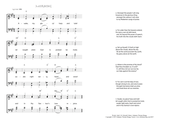 Hymn score of: Awake, my glory! harp and lute! - Morning (John S. B. Monsell/Johannes Thomas Rüegg)