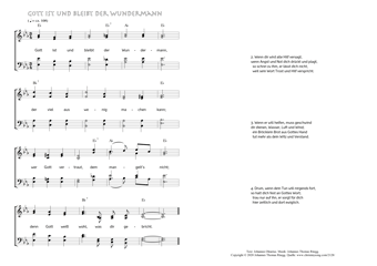 Hymn score of: Gott ist und bleibt der Wundermann (Johannes Olearius/Johannes Thomas Rüegg)