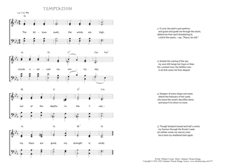 Hymn score of: The billows swell, the winds are high - Temptation (William Cowper/Johannes Thomas Rüegg)