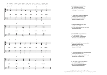Hymn score of: Behold the glories of the Lamb - A new song to the Lamb that was slain (Isaac Watts/Johannes Thomas Rüegg)