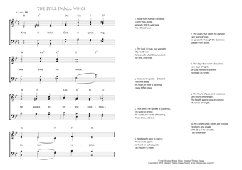 Hymn score of: Keep silence, God is speaking - The Still Small Voice (Horatius Bonar/Johannes Thomas Rüegg)