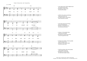 Hymn score of: When, by the busy crowd of life - The touch of Faith (John S. B. Monsell/Johannes Thomas Rüegg)