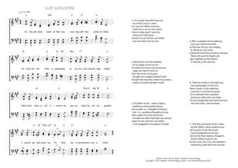 Hymn score of: In the distant land of famine - My welcome (Frances Bevan/Johannes Thomas Rüegg)