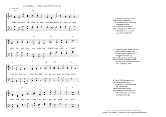 Hymn score of: Wake, ye saints, from sleep awake - Waking the slumberers (James George Deck/Johannes Thomas Rüegg)