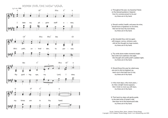 Hymn score of: I take my pilgrim staff anew - Hymn for the New Year (Charlotte Elliott/Johannes Thomas Rüegg)