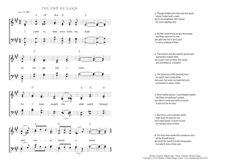 Hymn score of: I come to thee once more, my God! - The End of Man (Frederick William Faber/Johannes Thomas Rüegg)
