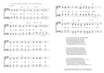 Hymn score of: Art thou afflicted? O belovèd, pray! - Is any afflicted? Let him pray (Hannah K. Burlingham/Johannes Thomas Rüegg)