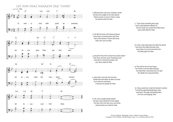 Hymn score of: O weary soul with guilt oppressed - Let him that heareth say "Come" (Hannah K. Burlingham/Johannes Thomas Rüegg)