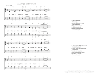 Hymn score of: I have a mighty Friend - Always Confident (Hannah K. Burlingham/Johannes Thomas Rüegg)