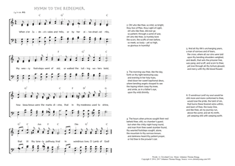 Hymn score of: When o'er Judea's vales and hills - Hymn to the Redeemer (A. Cleveland Coxe/Johannes Thomas Rüegg)