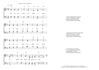 Hymn score of: Not yet the dawn – the things around - The Watchers (Hannah K. Burlingham/Johannes Thomas Rüegg)