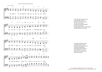 Hymn score of: His name is Jesus! None beside - "His name Jesus" (Hannah K. Burlingham/Johannes Thomas Rüegg)
