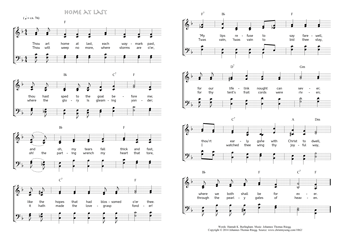 Hymn score of: Thou art home at last, each waymark past - Home at last (Hannah K. Burlingham/Johannes Thomas Rüegg)