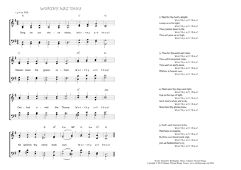 Hymn score of: Sing we our choral strain - Worthy art Thou (Hannah K. Burlingham/Johannes Thomas Rüegg)