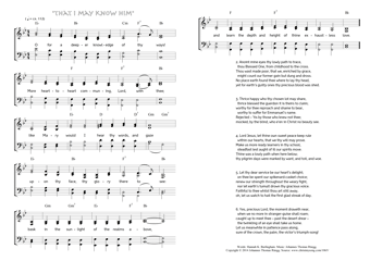 Hymn score of: O for a deeper knowledge of thy ways! - "That I may Know Him" (Hannah K. Burlingham/Johannes Thomas Rüegg)