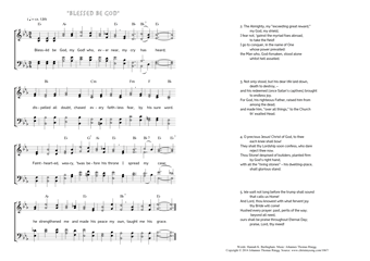 Hymn score of: Blessèd be God, my God! who, ever near - "Blessed be God" (Hannah K. Burlingham/Johannes Thomas Rüegg)