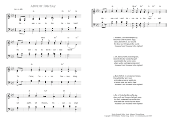 Hymn score of: Hosanna to the living Lord! - Advent Sunday (Reginald Heber/Johannes Thomas Rüegg)