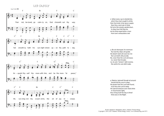 Hymn score of: Fear not, beloved, go calmly on - Led Safely (Hannah K. Burlingham/Johannes Thomas Rüegg)