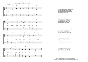 Hymn score of: 'Tis a long and a toilsome day - Homeward Bound (Hannah K. Burlingham/Johannes Thomas Rüegg)