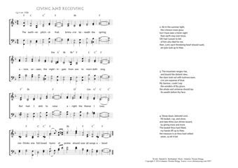 Hymn score of: The earthen pitcher frail - Giving and Receiving (Hannah K. Burlingham/Johannes Thomas Rüegg)