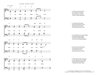 Hymn score of: Jesus Christ, the Shepherd True - Light and Love (Hannah K. Burlingham/Johannes Thomas Rüegg)
